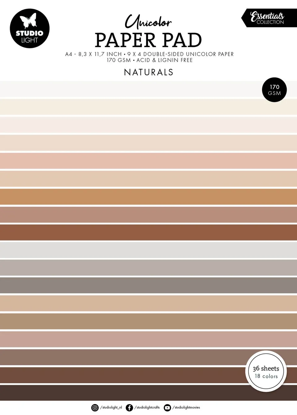 Studio Light Essentials Unicolor papirblokk Naturels tones ensfarget