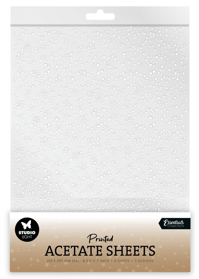 Studio Light Essentials Snowflakes White acetatark 6-pakning