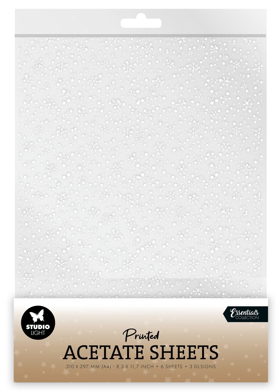 Studio Light Essentials Snowflakes White acetatark 6-pakning