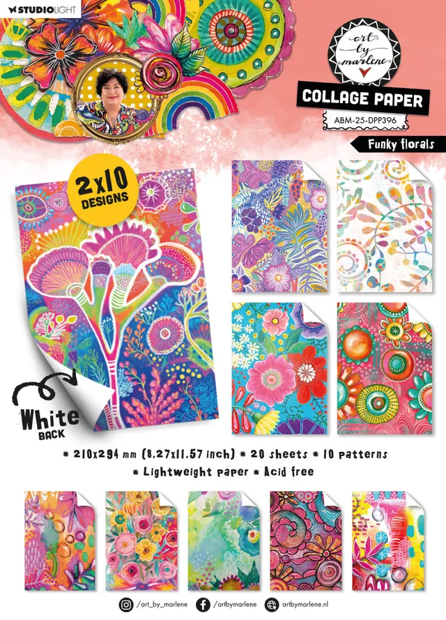 Art By Marlene 2025 Funky Florals collagepapir 20 ark