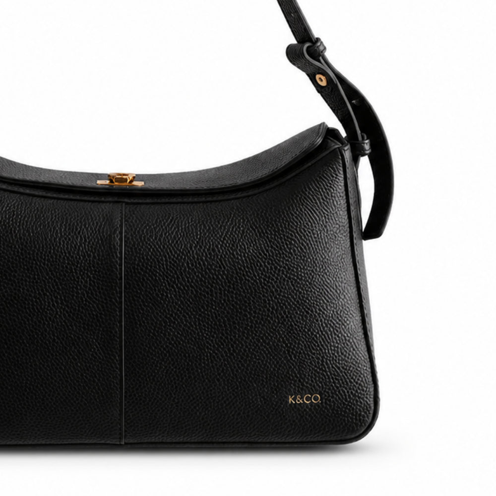 K&Co Clasp skulderveske svart ekte skinn