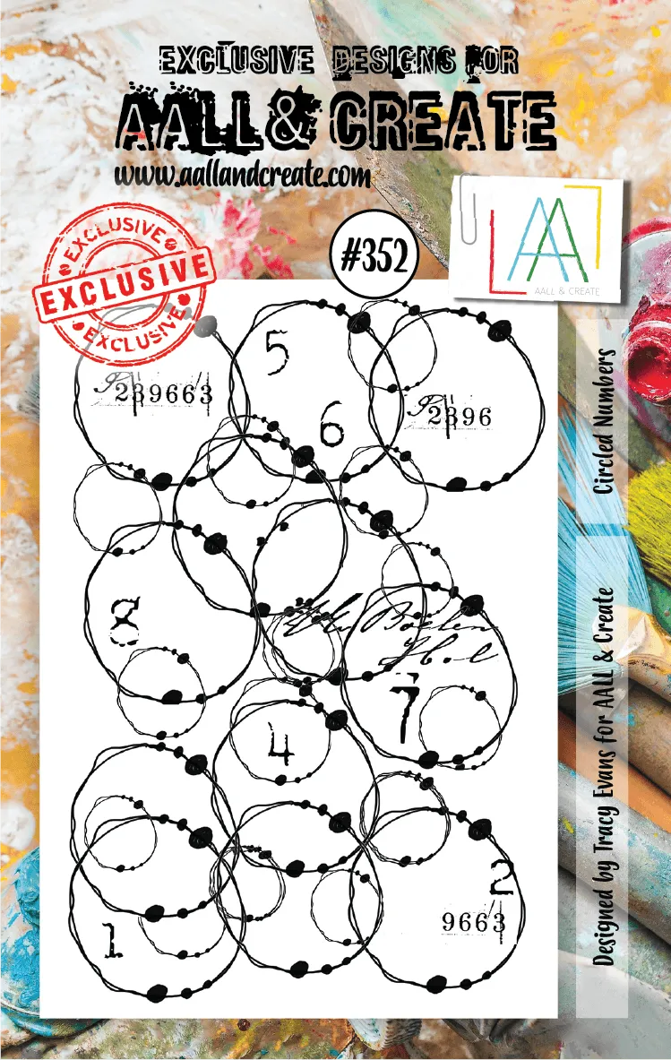 Aall and Create 352 Circled Numbers stempelsett A7 tall