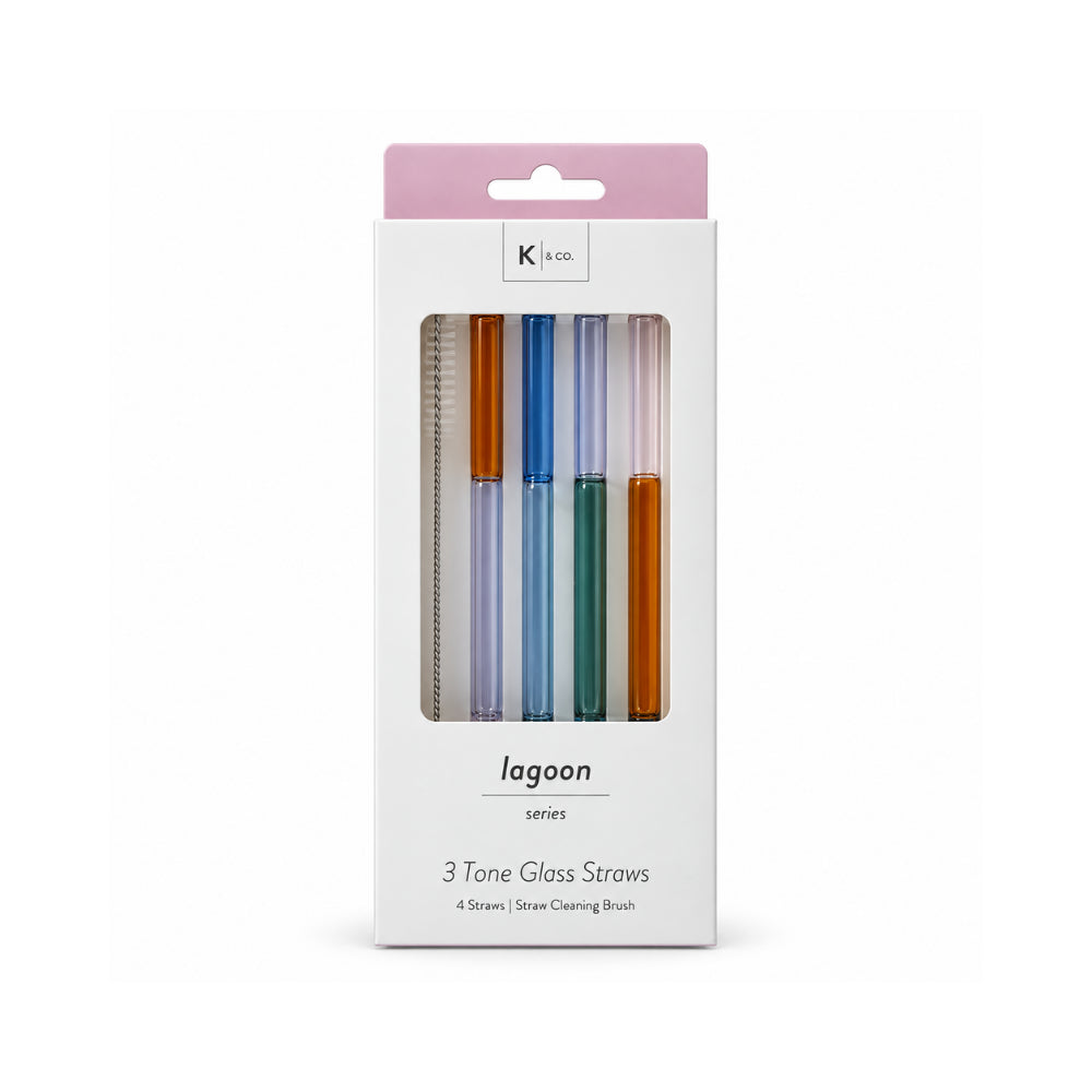 K&Co Lagoon 3-tone glassugerør 4-pakk børste