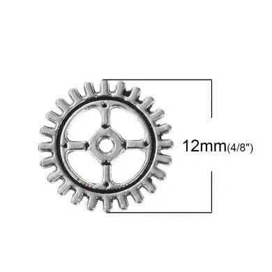 Korthobby tannhjul charms 12 mm / 10 mm metall