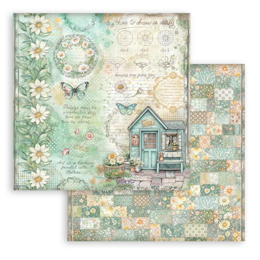 Stamperia Daisy Art papirpakke 30x30 cm margeritt