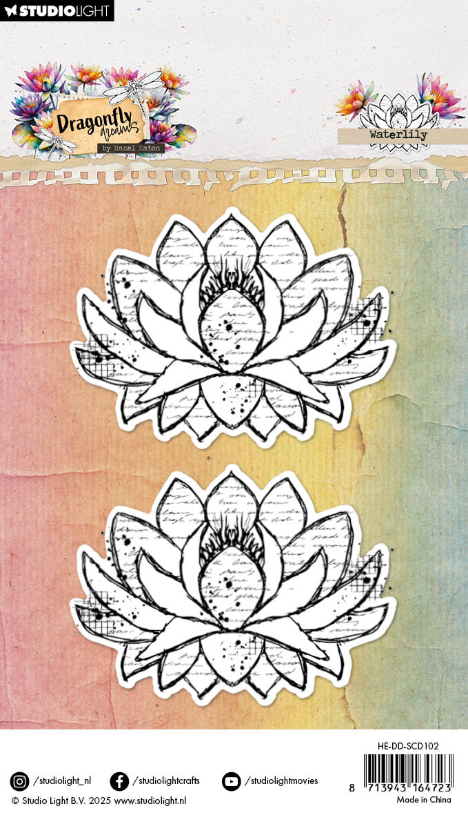 Studio Light Dragonfly Dreams Waterlily stempel og dies vannlilje