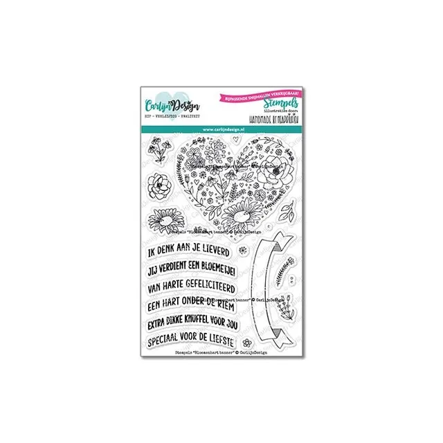 CarlijnDesign Bloemenhart CDST-0100 stempler A6 banner