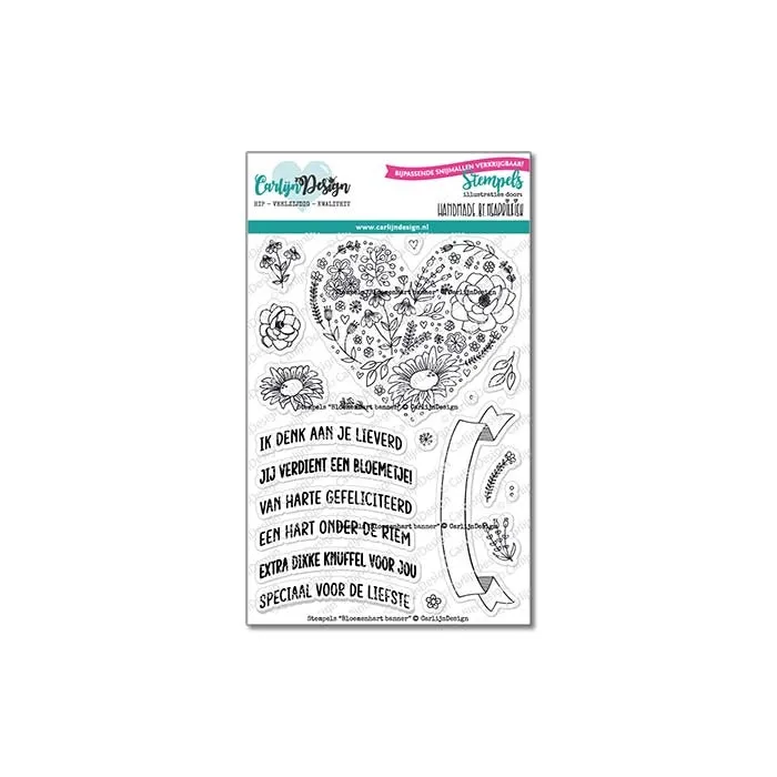 CarlijnDesign Bloemenhart CDST-0100 stempler A6 banner