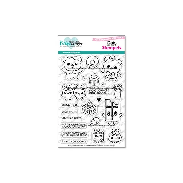 CarlijnDesign Choco Friends CDST-0154 stempel A6 sjokolade