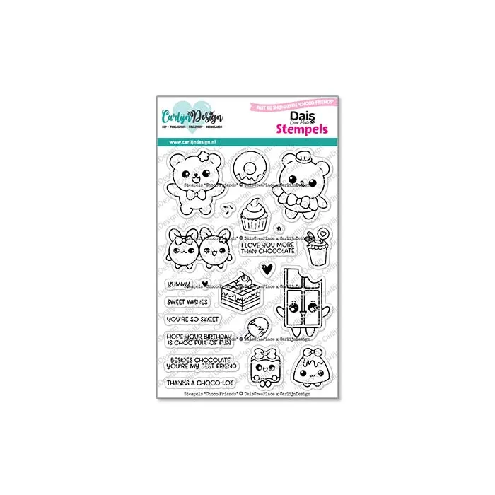 CarlijnDesign Choco Friends CDST-0154 stempel A6 sjokolade