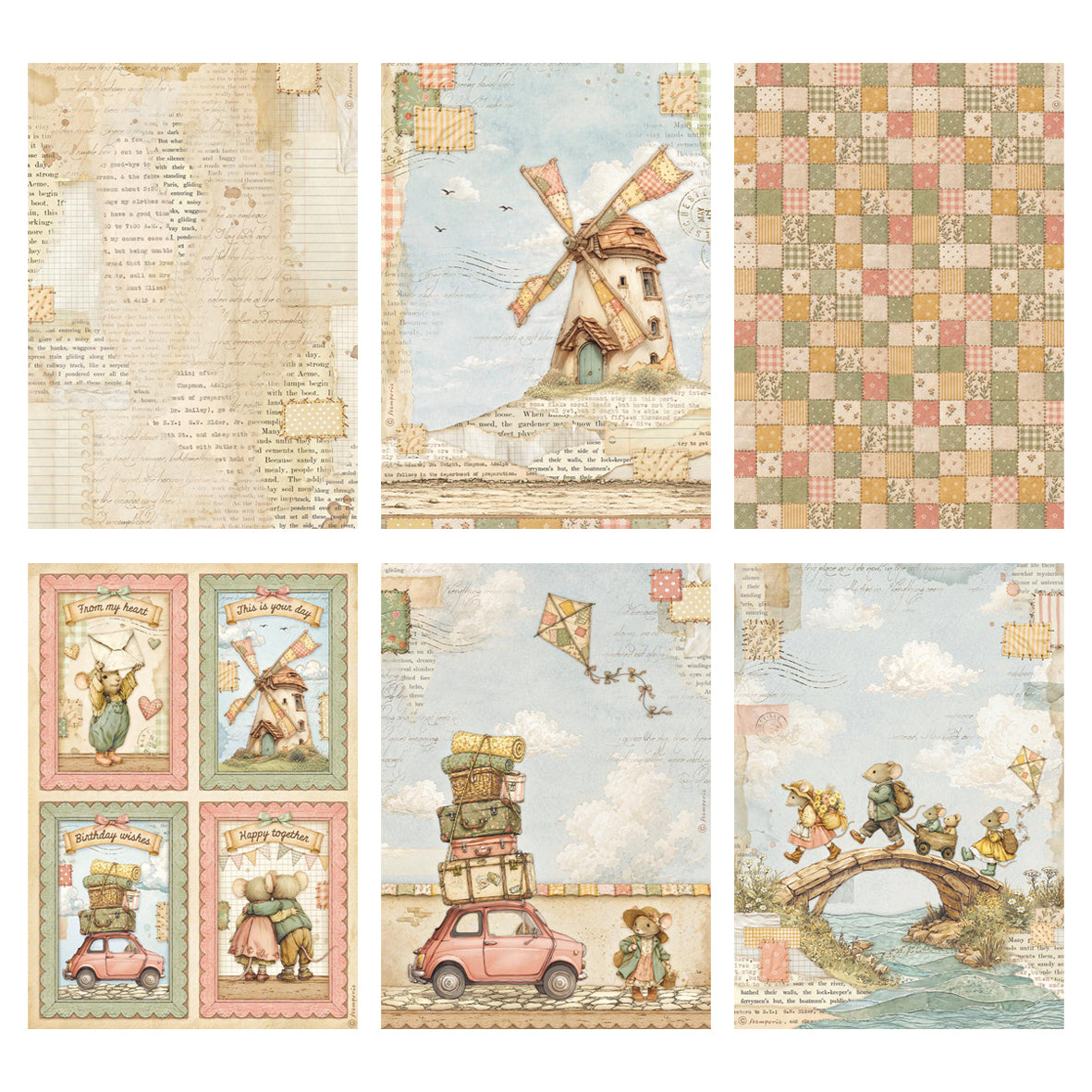 Stamperia Cozy Family rispapir A4 6ark familiemotiv