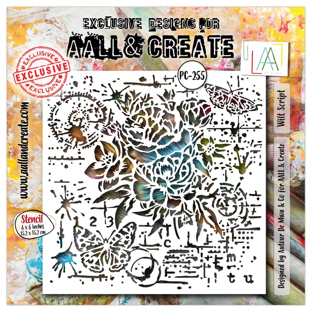 AALL & Create PC-255 Wilt Script sjablong 15x15 cm mylar