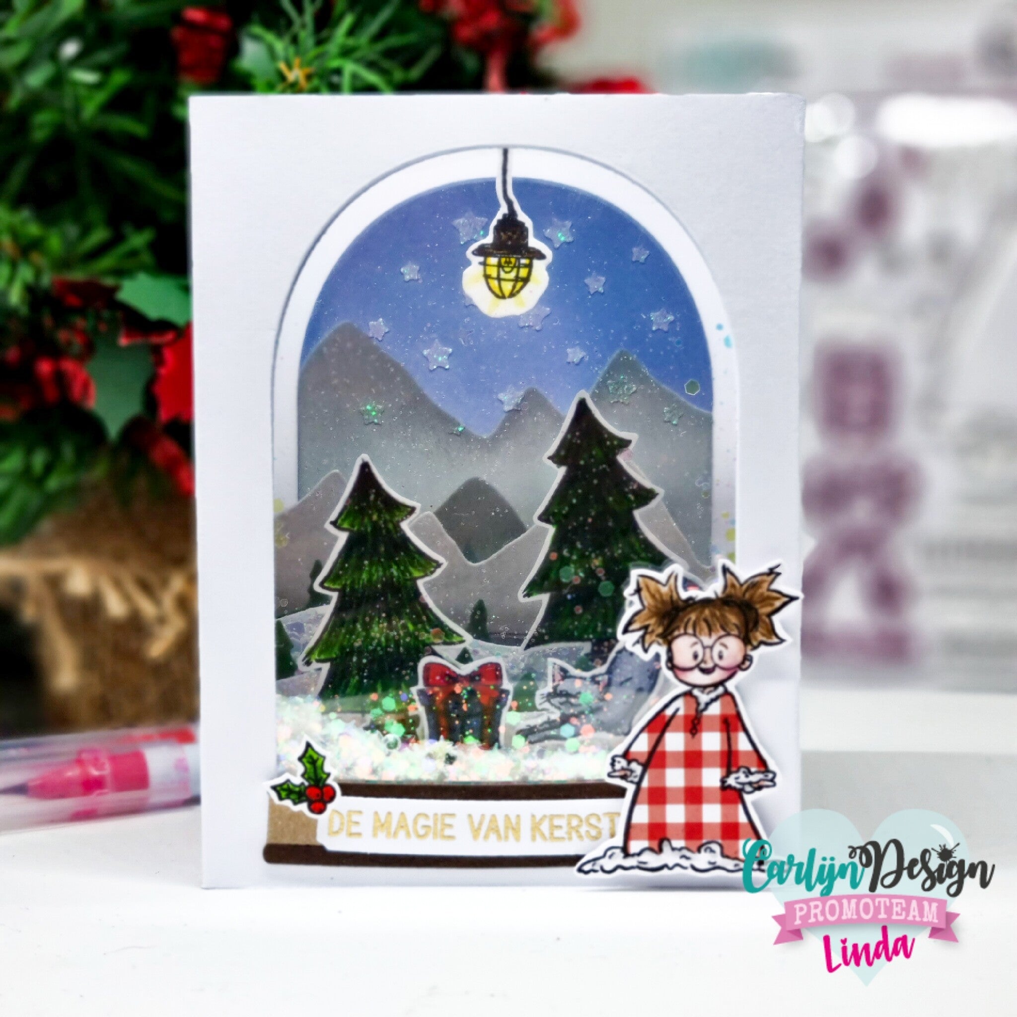 CarlijnDesign Snowglobe CDST-0109 stempler tekster A7 jul