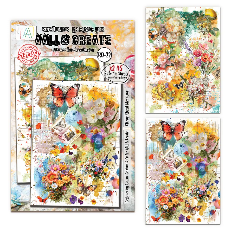 Aall and Create RO-22 Citrus Kissed Meadows rub-ons A5 sitrus