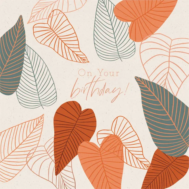 KaiserCraft Rust Leafy Birthday bursdagskort 13x18cm