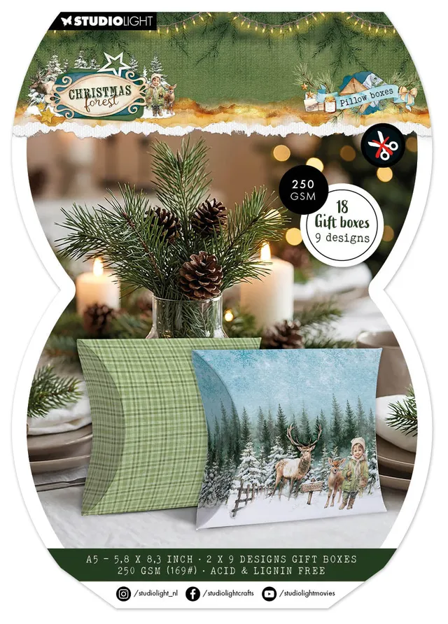 Studio Light Christmas Forest papirblokk pillowbox 18 ark