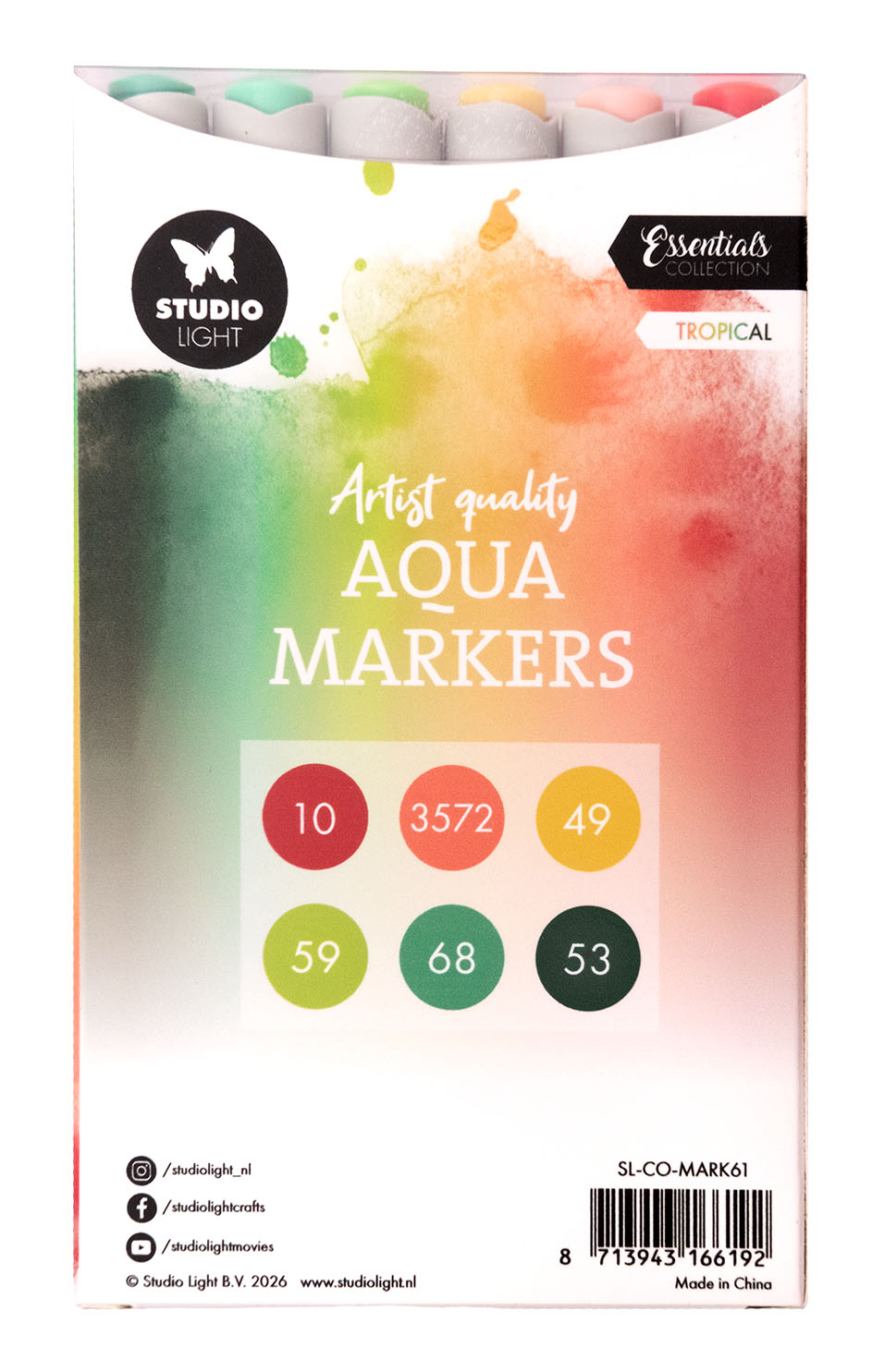 Studio Light Essentials Aqua Markers Tropical tusjer 6-pk