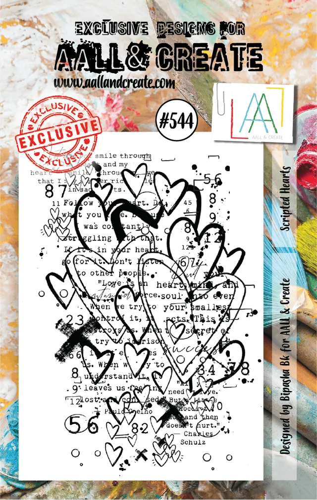Aall and Create 544 Scripted Hearts stempel A7