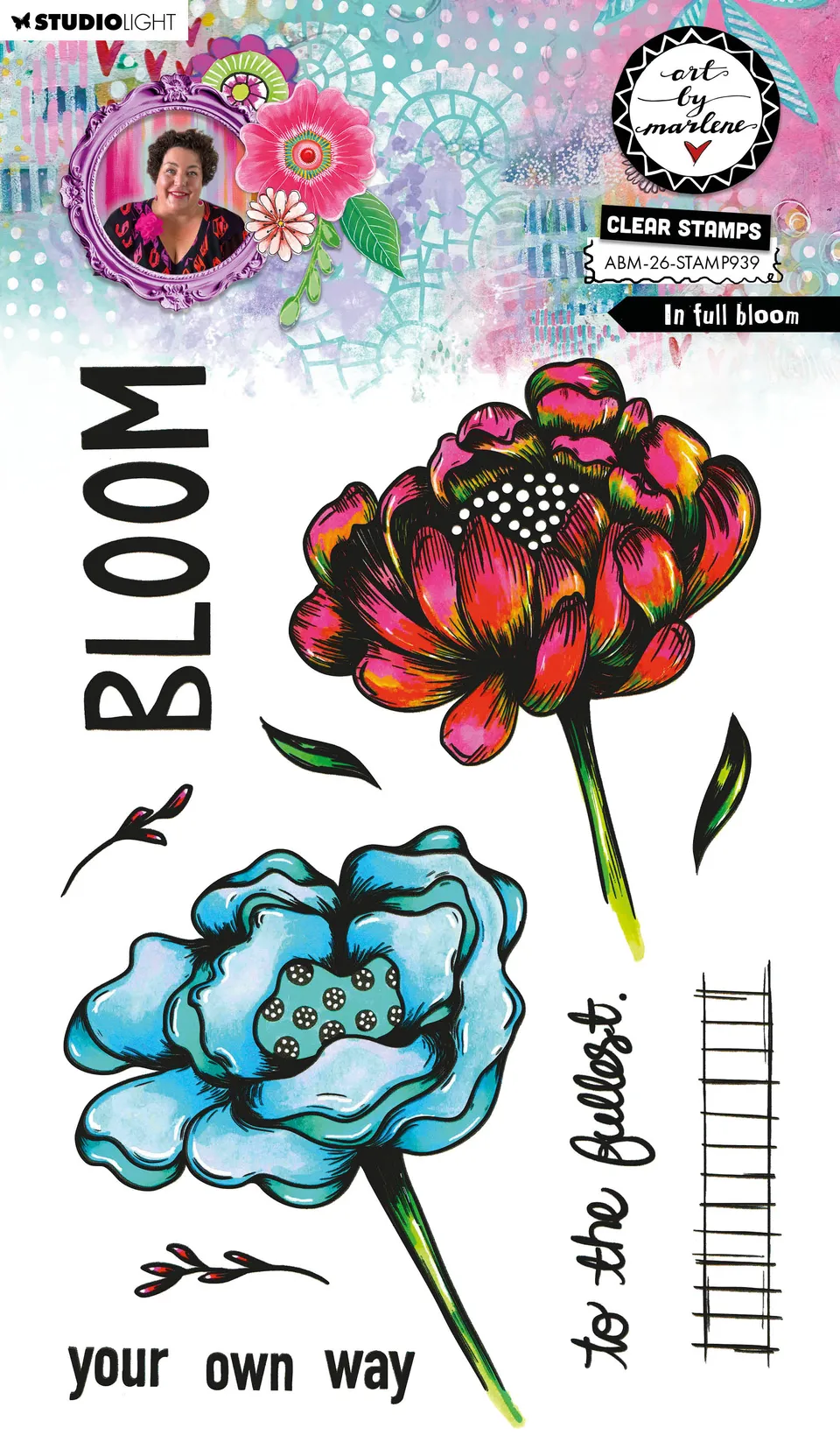 Studio Light Art By Marlene In Full Bloom stempel blomster