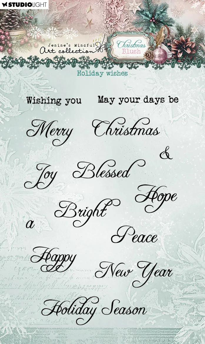 Jenine's Mindful Art Christmas Blush Holiday wishes stempel