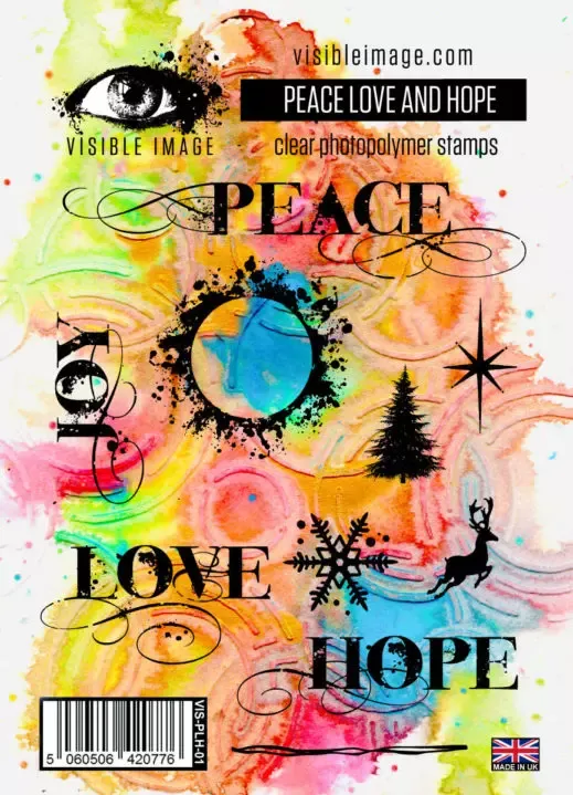 Korthobby Peace Love and Hope stempelsett jul