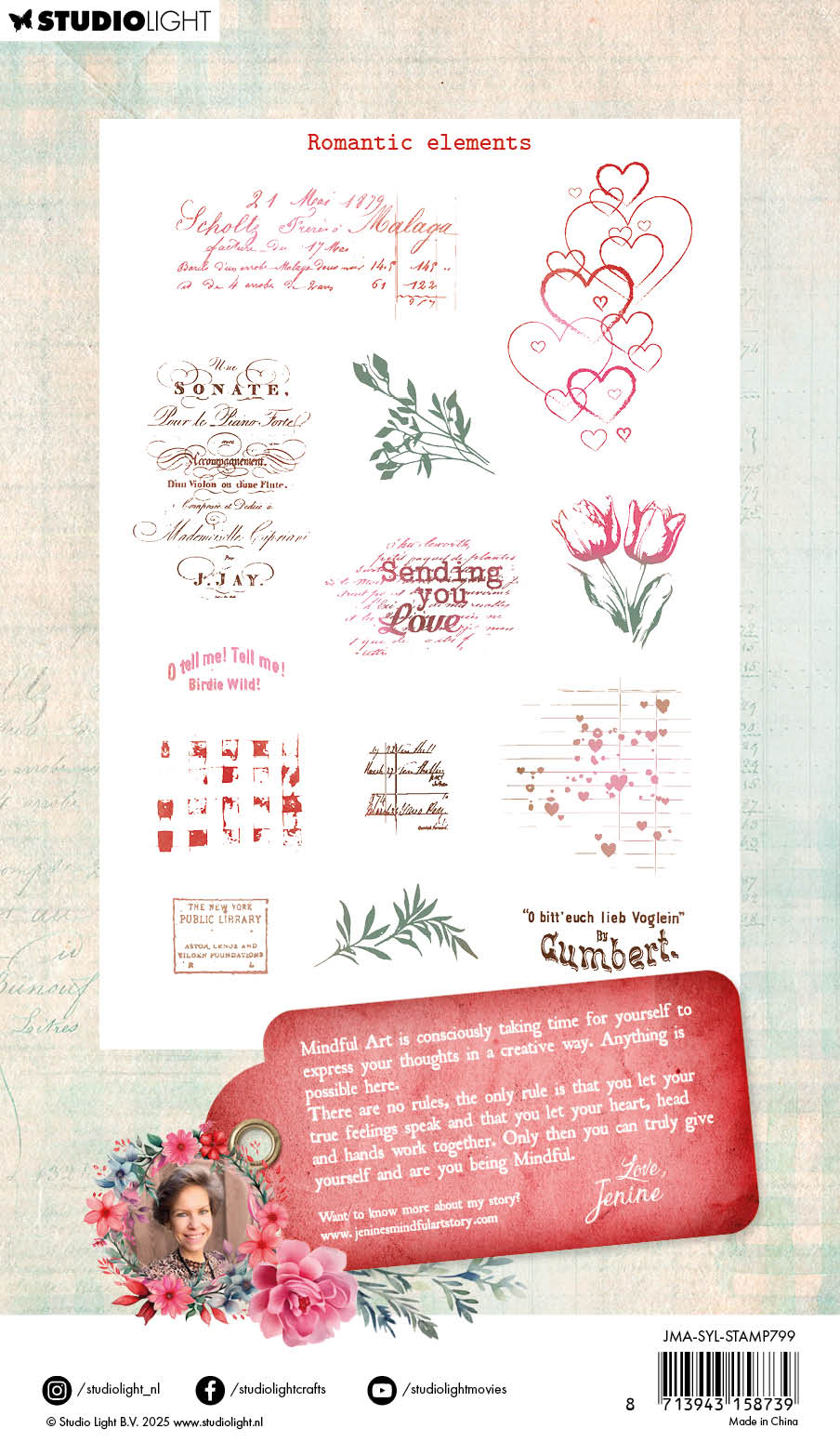 Jenine's Mindful Art Sending You Love stempel romantiske motiv