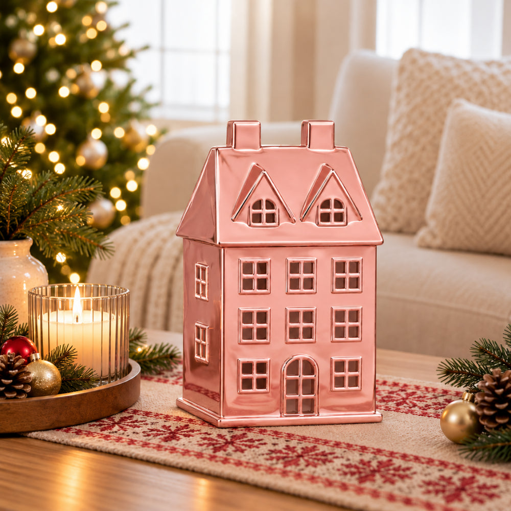 KaiserCraft Holly Days julehus metall rosa stort