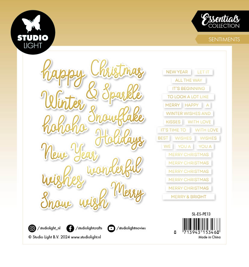 Studio Light Essentials Golden Sentiments papirelementer gull