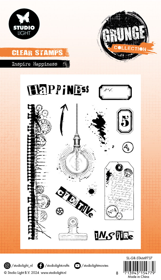 Studio Light Grunge Inspire Happiness klarstempel
