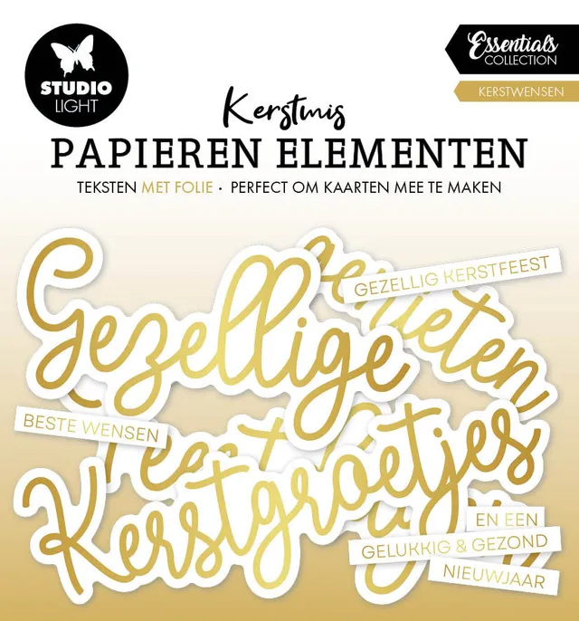 Studio Light Essentials Golden Kerstwensen papirelementer jul