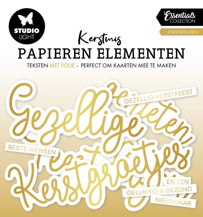 Studio Light Essentials Golden Kerstwensen papirelementer jul