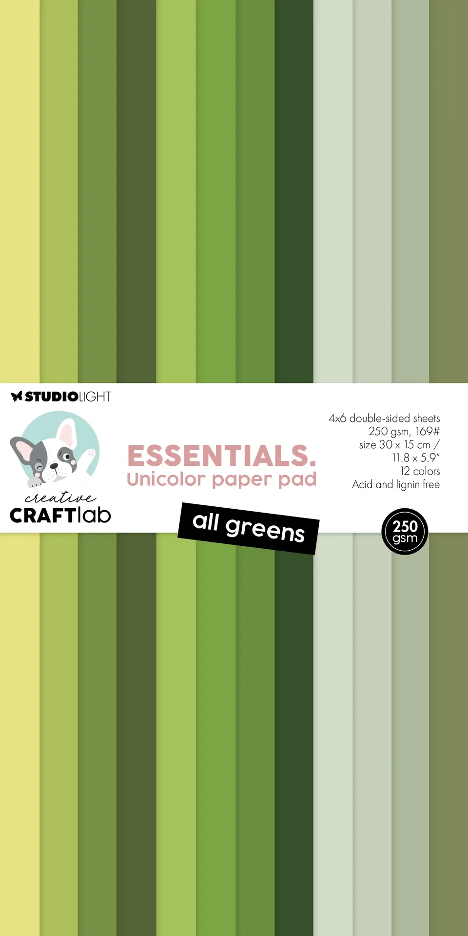 Studio Light Creative Craftlab papirblokk All greens grønn 150x300