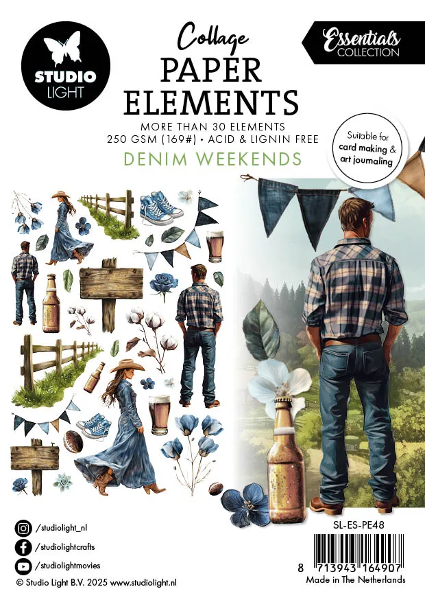 Studio Light Essentials Denim Weekends papirelementer 36 stk