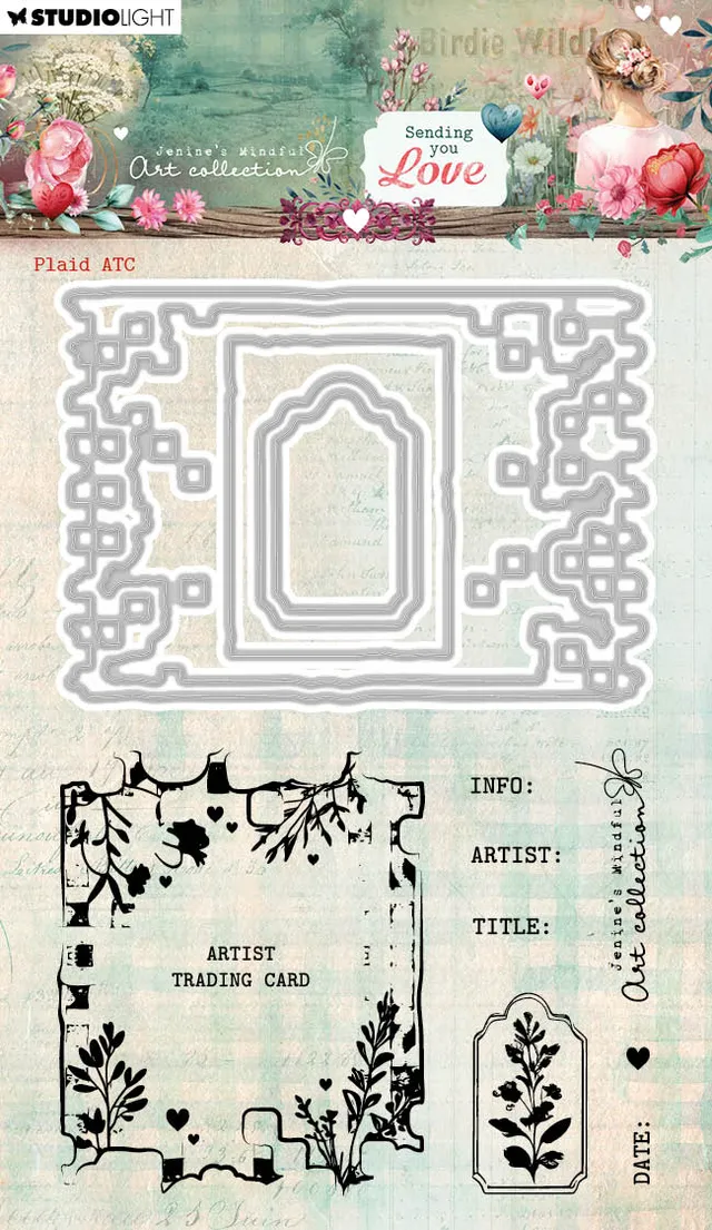 Studio Light Sending You Love Plaid ATC stempel og dies ruter