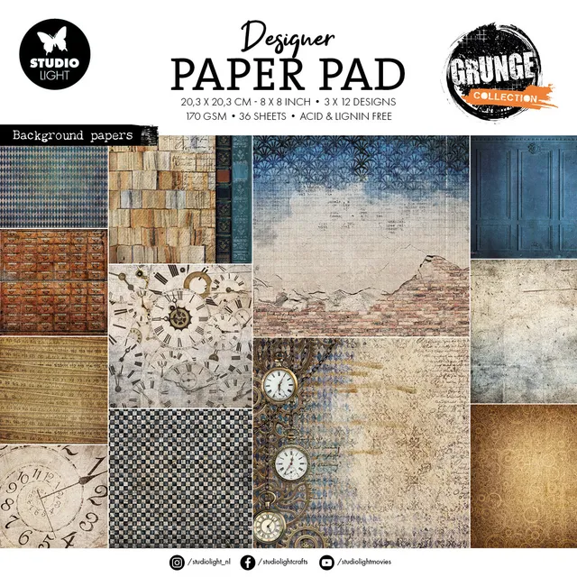Studio Light Grunge papirblokk Background 20x20 cm