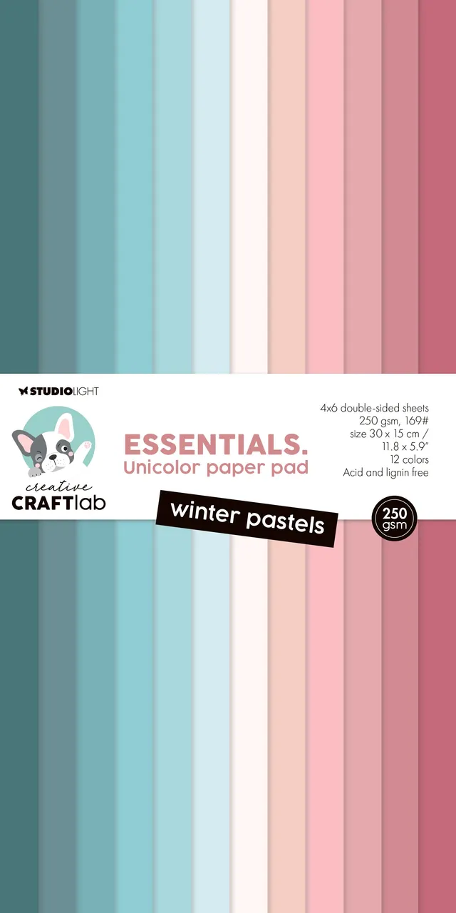 Studio Light Creative Craftlab Unicolor papirblokk winter pastels 24 ark