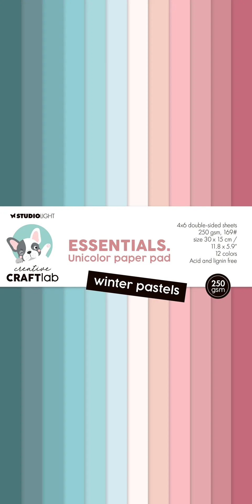 Studio Light Creative Craftlab Unicolor papirblokk winter pastels 24 ark