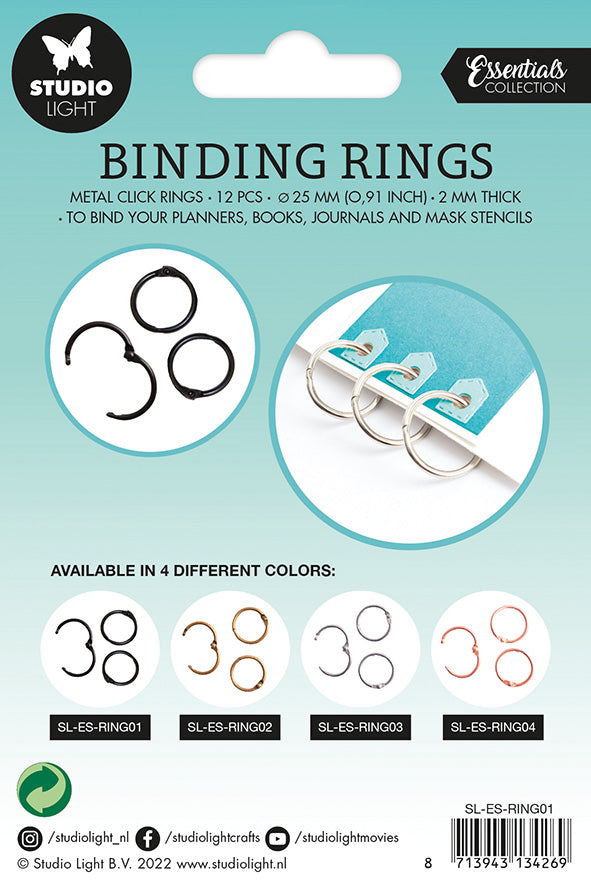 Studio Light Essentials Binding Click Rings sorte 12-pk 25 mm