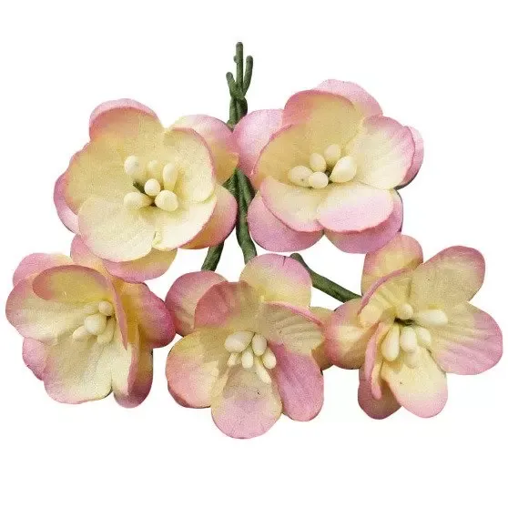 Korthobby Cherry Blossoms papirblomster rosa 50-pk