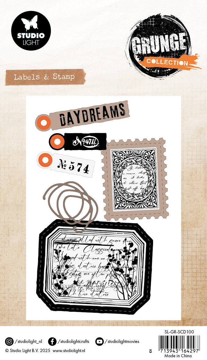 Studio Light Grunge stempel og die Label & Stamp
