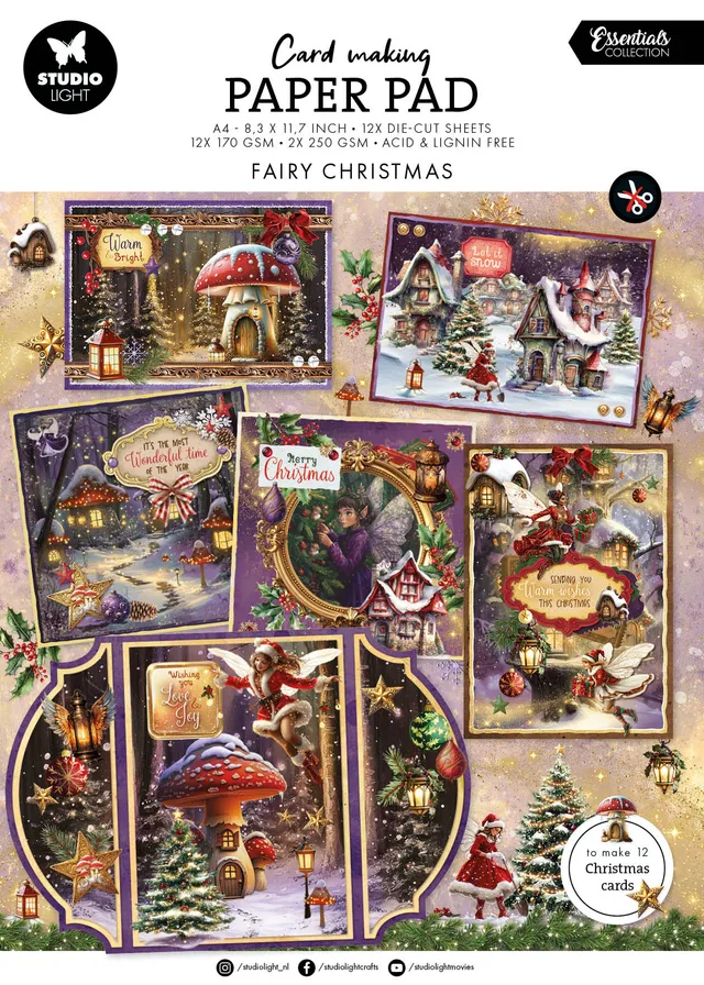 Studio Light Essentials Fairy Christmas papirblokk 14 ark