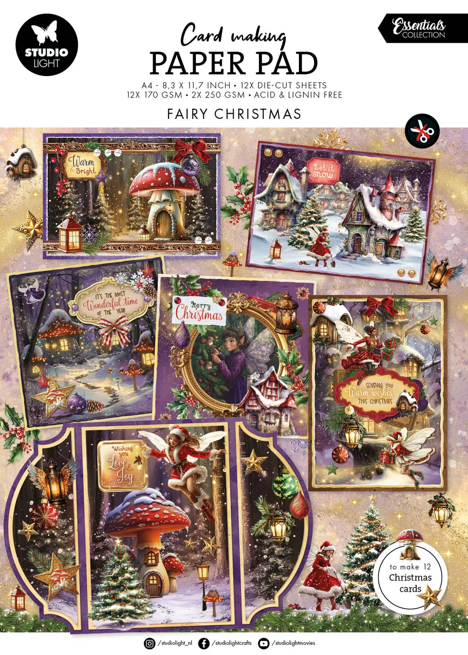 Studio Light Essentials Fairy Christmas papirblokk 14 ark