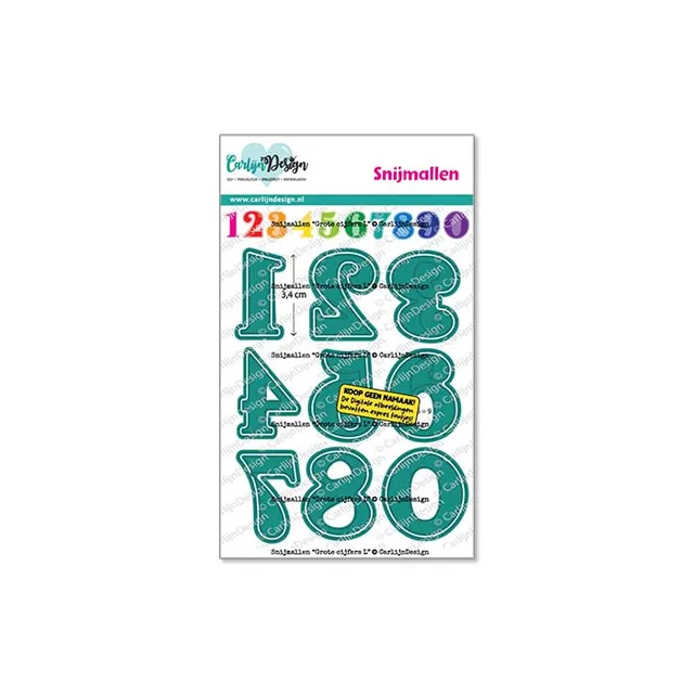 CarlijnDesign Grote cijfers L CDSN-0371 dies store tall 3,4 cm