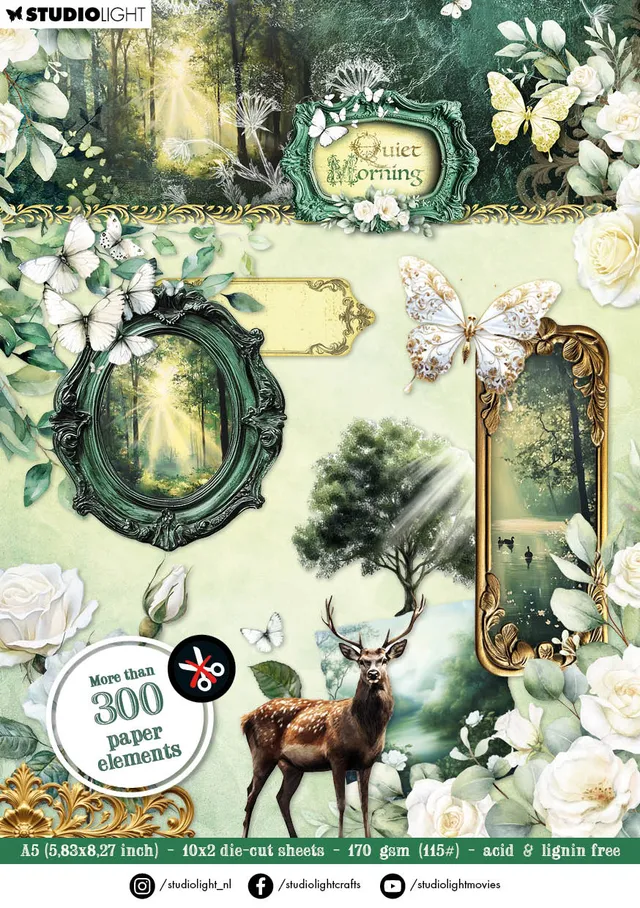 Studio Light Quiet Morning Embellishments die-cut blokk 20 ark