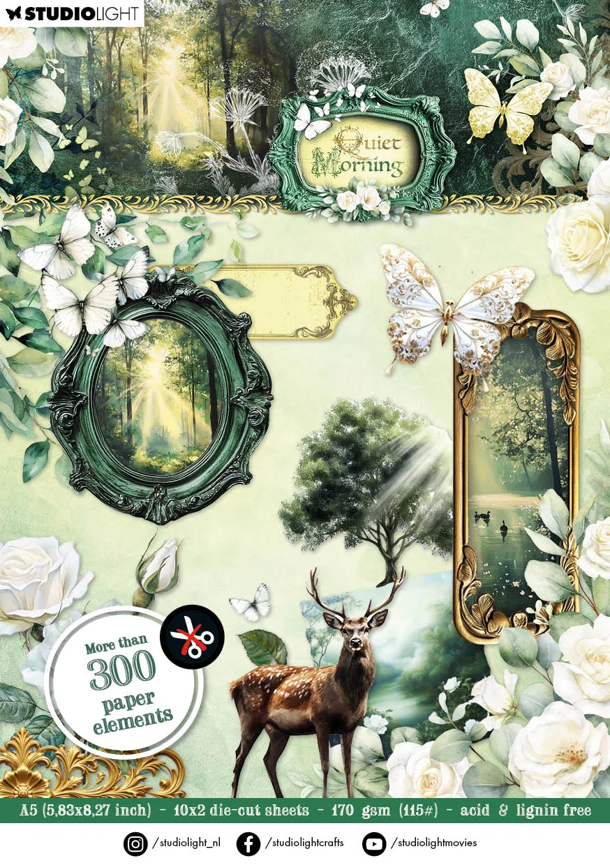 Studio Light Quiet Morning Embellishments die-cut blokk 20 ark