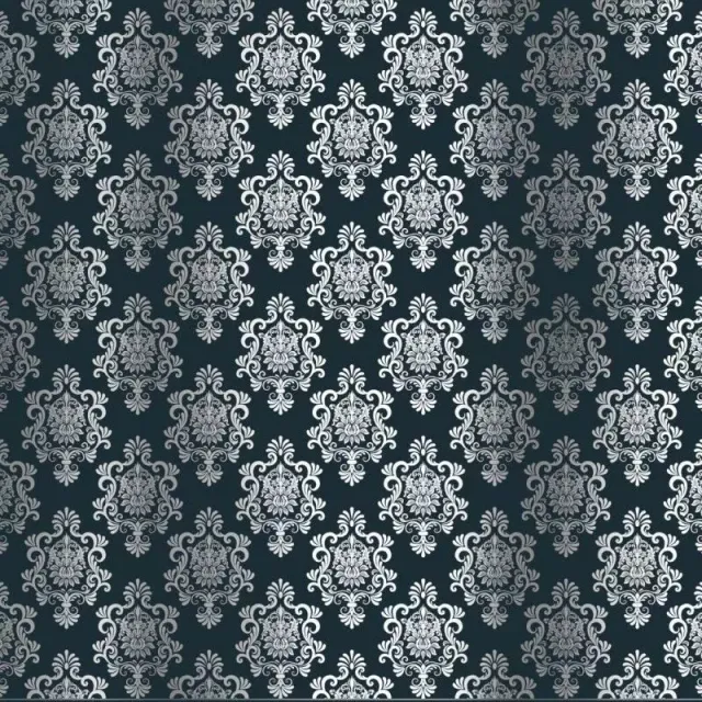 Kora Damask Hana kartong navy sølvfolie