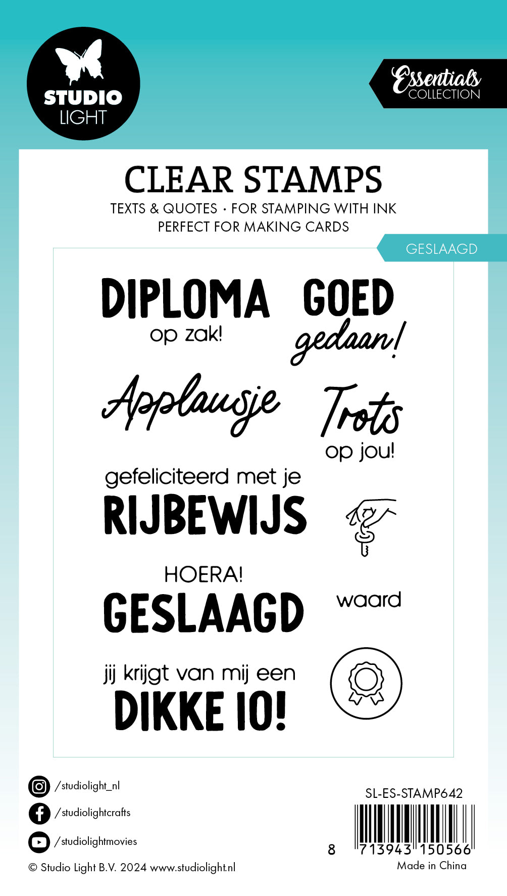 Studio Light Essentials Geslaagd stempel 74x105 mm tekst