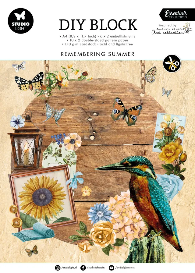 Studio Light Essentials Remembering Summer dieskutt papirblokk sommer