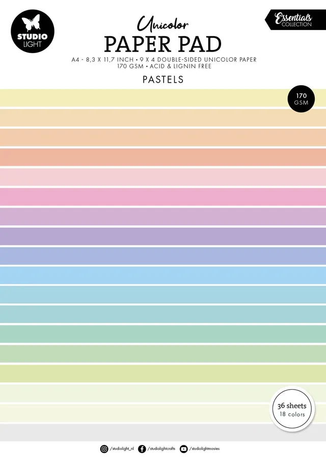 Studio Light Essentials Unicolor papirblokk pastell A4