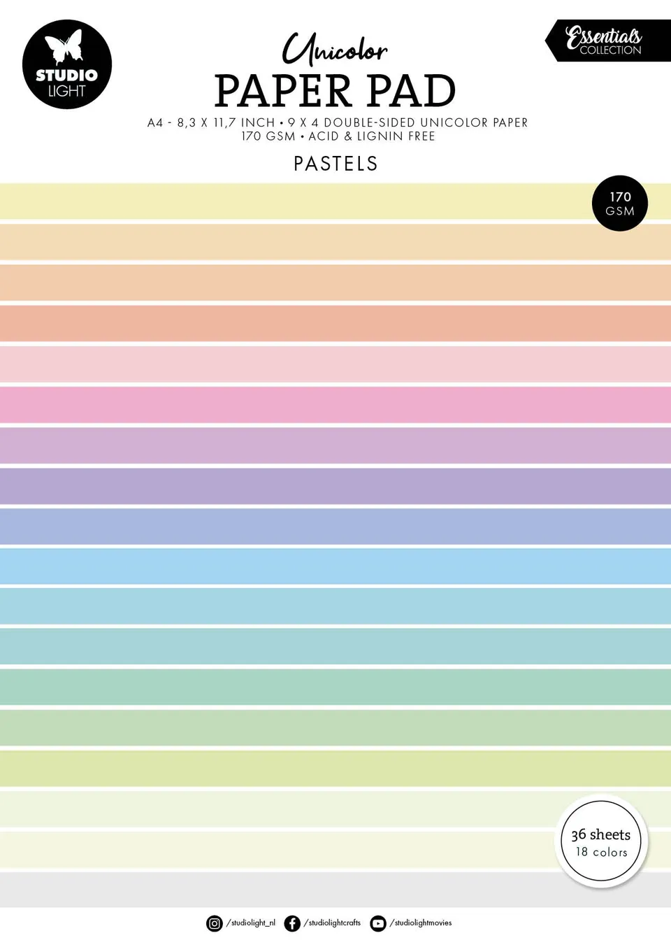 Studio Light Essentials Unicolor papirblokk pastell A4